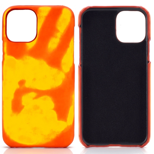 Paste Skin + PC Thermal Sensor Discoloration Case For iPhone 13 mini(Red Yellow)