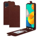 For Samsung Galaxy M32 R64 Texture Single Vertical Flip Leather Protective Case with Card Slots & Photo Frame(Brown)