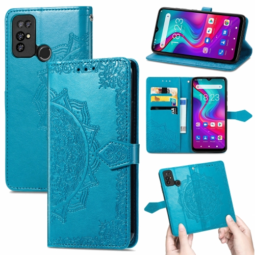 For Doogee X96 Pro Mandala Flower Embossed Horizontal Flip Leather Case with Holder & Three Card Slots & Wallet & Lanyard(Blue)