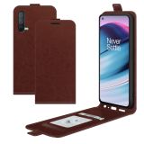 For OnePlus Nord CE 5G R64 Texture Single Vertical Flip Leather Protective Case with Card Slots & Photo Frame(Brown)