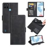 For OPPO Realme C21Y Dual-side Magnetic Buckle Horizontal Flip Leather Case with Holder & Card Slots & Wallet(Black)