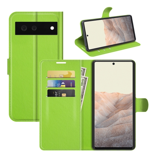 For Google Pixel 6 Litchi Texture Horizontal Flip Protective Case with Holder & Card Slots & Wallet(Green)