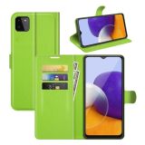 For Samsung Galaxy A22 5G Litchi Texture Horizontal Flip Protective Case with Holder & Card Slots & Wallet(Green)