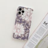 For iPhone 12 Frosted Flowers Pattern IMD TPU Case(Gray)
