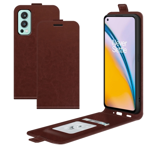 For OnePlus Nord 2 5G R64 Texture Single Vertical Flip Leather Protective Case with Card Slots & Photo Frame(Brown)