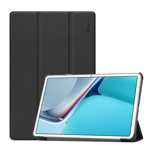 For Huawei MatePad 11 2021 ENKAY Custer Texture Horizontal Flip PU+PC Leather Case with Three-folding Holder & Sleep / Wake-up Function(Black)