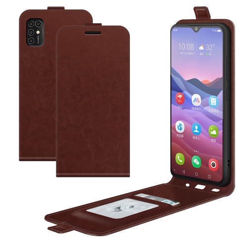 For ZTE Blade V2020 Smart R64 Texture Single Vertical Flip Leather Protective Case with Card Slots & Photo Frame(Brown)