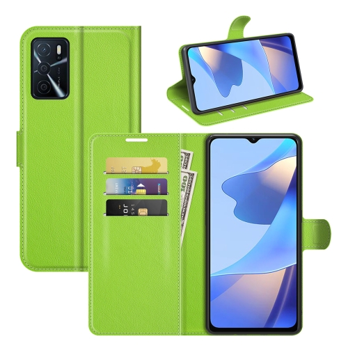 For OPPO A16 Litchi Texture Horizontal Flip Protective Case with Holder & Card Slots & Wallet(Green)