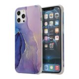 Four Corners Shocproof Flow Gold Marble IMD Back Cover Case For iPhone 13(Dark Blue)