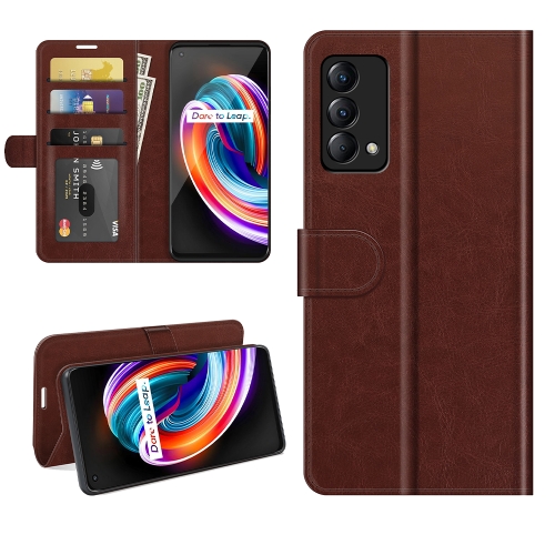 For OPPO Realme Q3 Pro Carnival R64 Texture Single Horizontal Flip Protective Case with Holder & Card Slots & Wallet& Photo Frame(Brown)