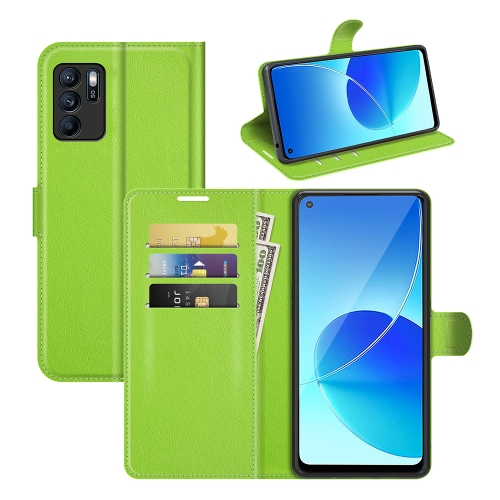 For OPPO Reno6 Z Litchi Texture Horizontal Flip Protective Case with Holder & Card Slots & Wallet(Green)