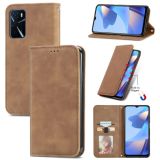 For OPPO A16 Retro Skin Feel Business Magnetic Horizontal Flip Leather Case with Holder & Card Slots & Wallet & Photo Frame(Brwon)