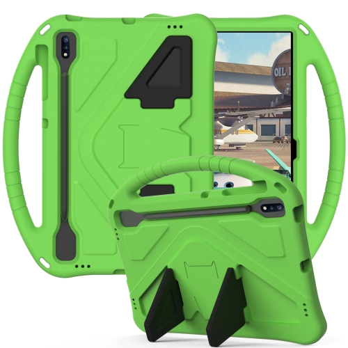 For Samsung Galaxy Tab S7 Plus T970/T975/T976 EVA Flat Anti Falling Protective Case Shell with Holder(Green)