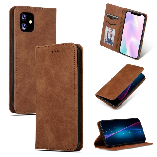 Retro Skin Feel Business Magnetic Horizontal Flip Leather Case for iPhone 11(Brown)