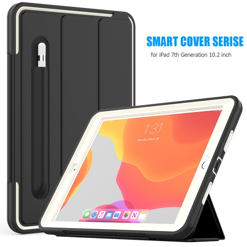 For iPad 10.2     Magnetic Horizontal Flip Protective Case with Three-folding Holder & Sleep / Wake-up Function & Pen Slots(Grey)