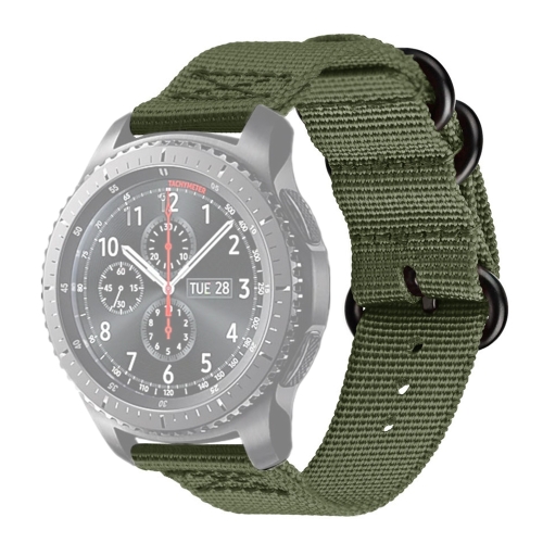 For Samsung Galaxy Watch Active 2 22mm / Gear S3 Nylon Three-ring Strap(Army Green)