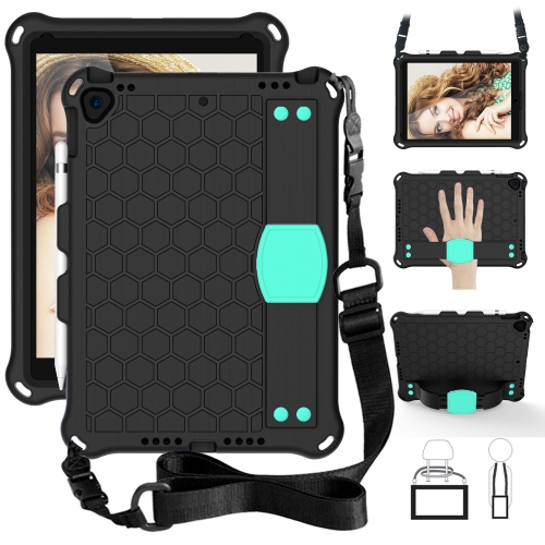 For iPad 10.2 Honeycomb Design EVA + PC Four Corner Shockproof Protective Case with Straps (Mint Green)