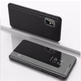 For Galaxy M60S / A81 / Note 10 Lite  Plated Mirror Horizontal Flip Leather Case with Holder(Black)