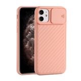 For iPhone 11 Sliding Camera Cover Design Twill Anti-Slip TPU Case(Pink)