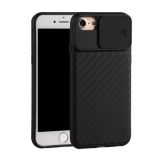 For iPhone 6 & 6s / 7 & 8 Sliding Camera Cover Design Twill Anti-Slip TPU Case(Black)