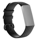 Diamond Pattern Silicone Wrist Strap Watch Band for Fitbit Charge 3 Small Size：190*18mm(Black)
