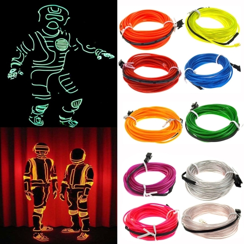Flexible LED Light EL Wire String Strip Rope Glow Decor Neon Lamp USB Controlle 3M Energy Saving Mask Glasses Glow Line F277