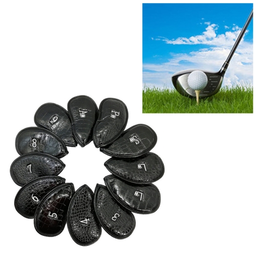 12 in 1 PU Leather Golf Club Cap Set(Black Litchi Texture)