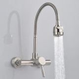 Stainless Steel Material Wall Mounted Kitchen Sink Mixer Faucet Free Rotation Hose Water Tap