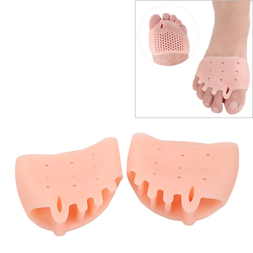 1 Pair SEBS Five-hole Honeycomb Hallux Valgus Toe Correction Front Pad(Skin Color)