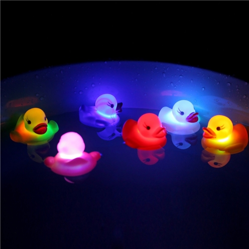 10 PCS LED Water Induction Light Duck Baby Bath Toys