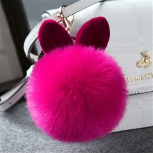 Fur Pom Keychains Fake Rabbit Fur Ball Keychain(magenta)