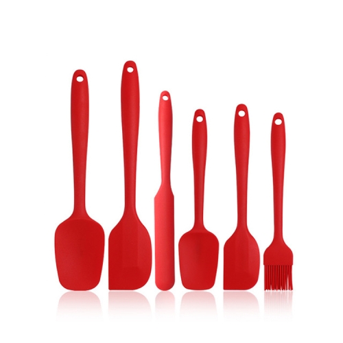 6 in 1 Food Grade Silicone Spatula Cake Spatula Oil Brush Mixing Knife Baking Cooking Utensils Set(Red)