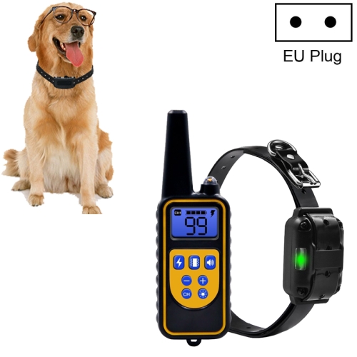 Bark Stopper Dog Training Device Dog Collar with Electric Shock Vibration Warning(EU Plug)