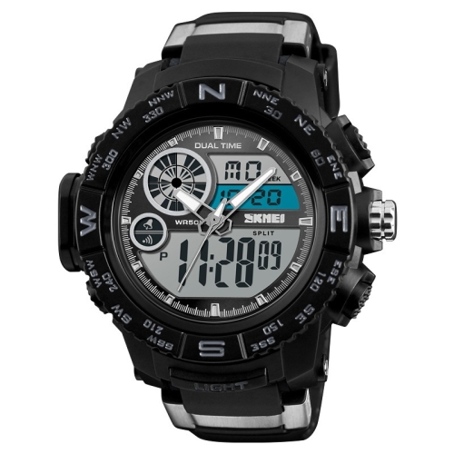 SKMEI 1332 Men Outdoor Sports Dual Display Multifunction Watch Student Waterproof Digital Watch(Black)