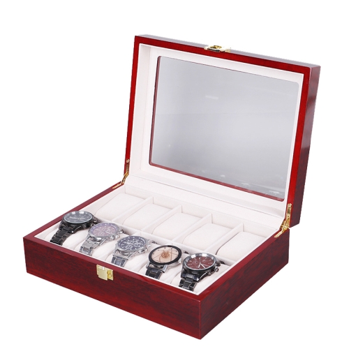 Wooden Baking Paint Watch Box Jewelry Storage Display Box(10-bit Paint)