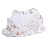 Cartoon Installation-free Foldable Baby Newborn Bed Mosquito Net with Bracket(Beige Bear)