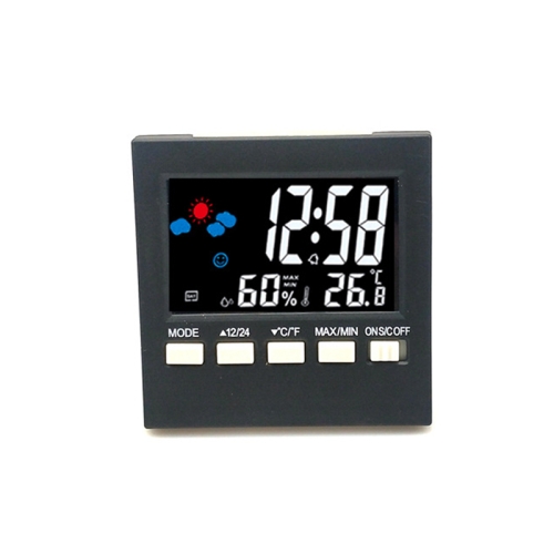 2159 Household Temperature And Humidity Display Alarm Clock Indoor Electronic Digital Display Multi-Function Color Screen Clock(Black)