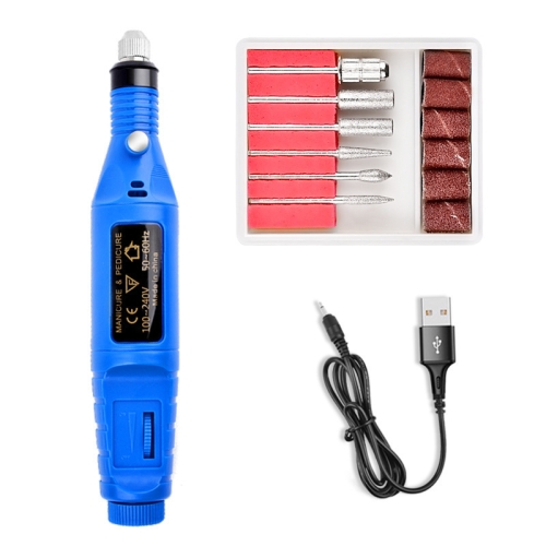 Mini Electrical Nail Grinding Machine USB Portable Electrical Grinder Set(USB Blue)