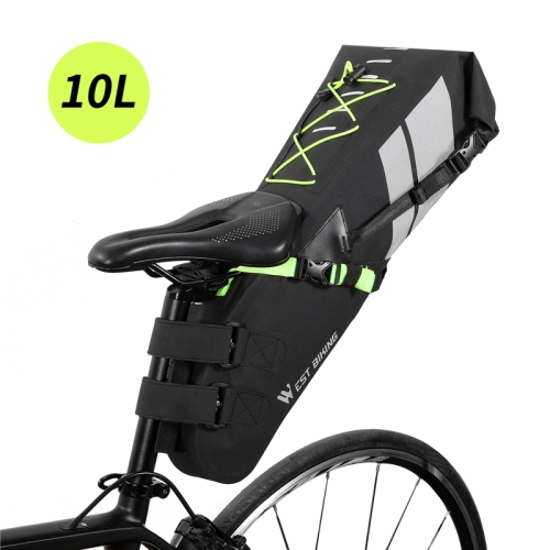 10L West Biking Bicycle Bag Full Waterproof Reflective Tail Bag Long-Distance Capacity Rear Seat Bag