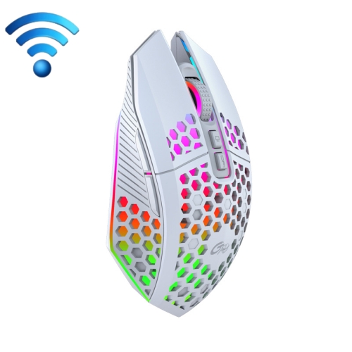 8 Keys 1200DPI Office Games Hollow Luminous Wireless Mouse(White)