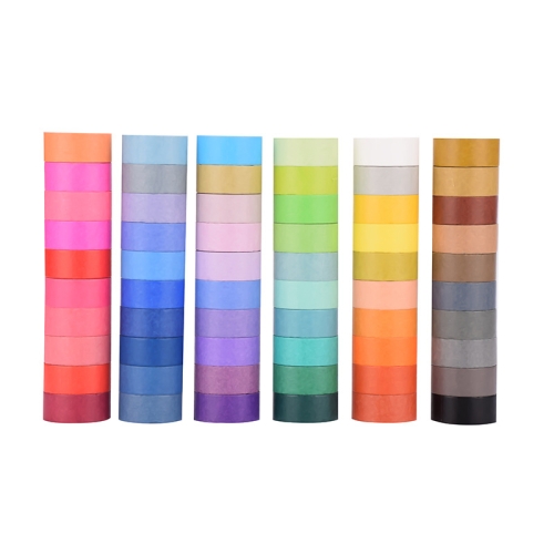 60 Colors / Box 15mmx4m Pure Color Rainbow Tape Handmade DIY Handbook Materials