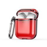 2 PCS SSDD8868 Bluetooth Headset Protective Cover Transparent TPU Headphone Protective Case For AirPods 1 / 2(Transparent Red + Black)