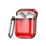 2 PCS SSDD8868 Bluetooth Headset Protective Cover Transparent TPU Headphone Protective Case For AirPods 1 / 2(Transparent Red + Black)
