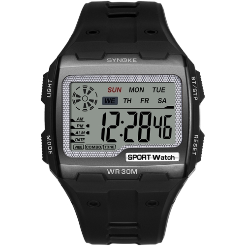 SYNOKE 9021 Square Sarge Screen Display Luminous Multifunctional Outdoor Men Sports Watch Digital Watch(Black)