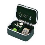 HN-002 Travel Mini Portable PU Ear Stud Jewelry Storage Box(Green)