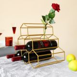 Metal Wine Rack Wine Bottle Decoration Storage Rack Home Bar Lattice Prismatic Wine Rack(Golden)