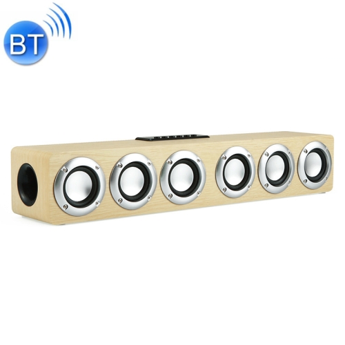 M1 Bluetooth Speaker Alarm Clock Wooden Wireless Desktop Loudspeaker(Yellow )