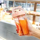 MTUTU Dual-Purpose Straw Cup Children Plastic Water Bottle Student Couple Water Cup