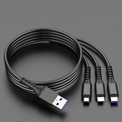 2 PCS ZZ034 USB To 8 Pin + USB-C / Type-C + Micro USB 3 In 1 Fast Charging Cable