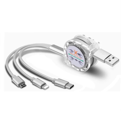 2 PCS ZZ034 USB To 8 Pin + USB-C / Type-C + Micro USB 3 In 1 Fast Charging Cable